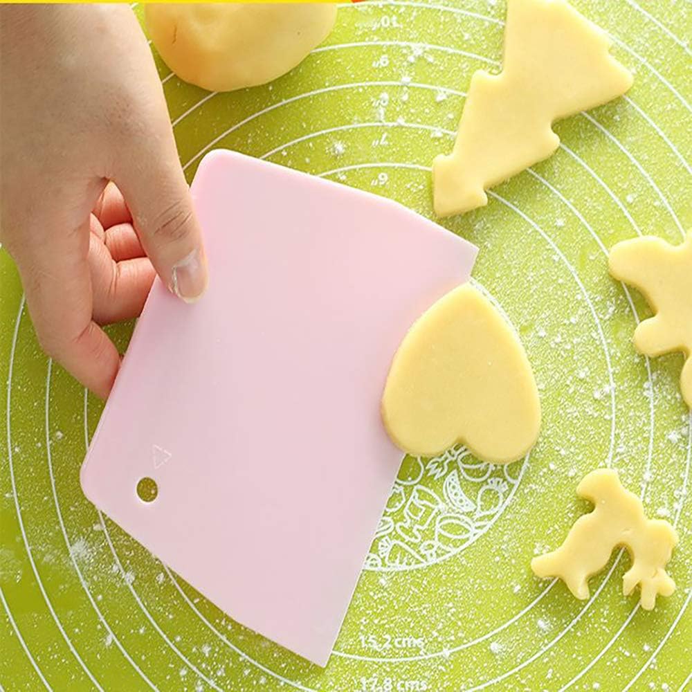 10 raspadores de masa trapezoidales, cortadores de plástico duro, cortador de masa de plástico apto para alimentos, raspador de banco con agujero