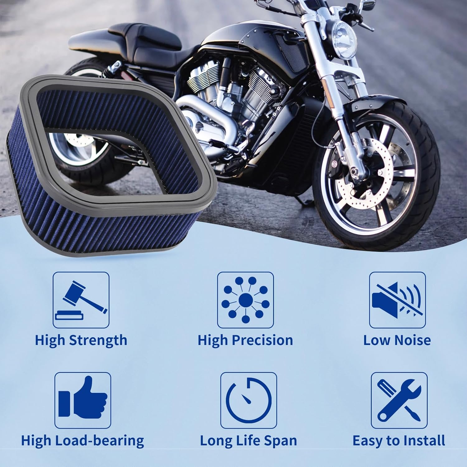 Filtro de admisión de aire para motocicleta Harley VRSCF VRSCDX 10TH Night Rod Special 69 76 CI HD-1102 29437-01 EO82A6 29437-01A