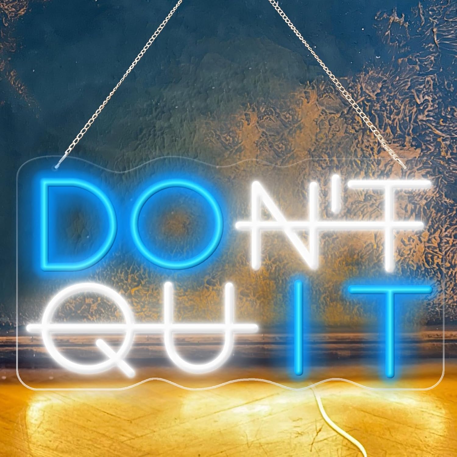 Letreros LED de neón, letrero de neón con texto en inglés “Don’t Quit”, para oficina, sala de yoga, gimnasio, sala de jugadores, regalo de