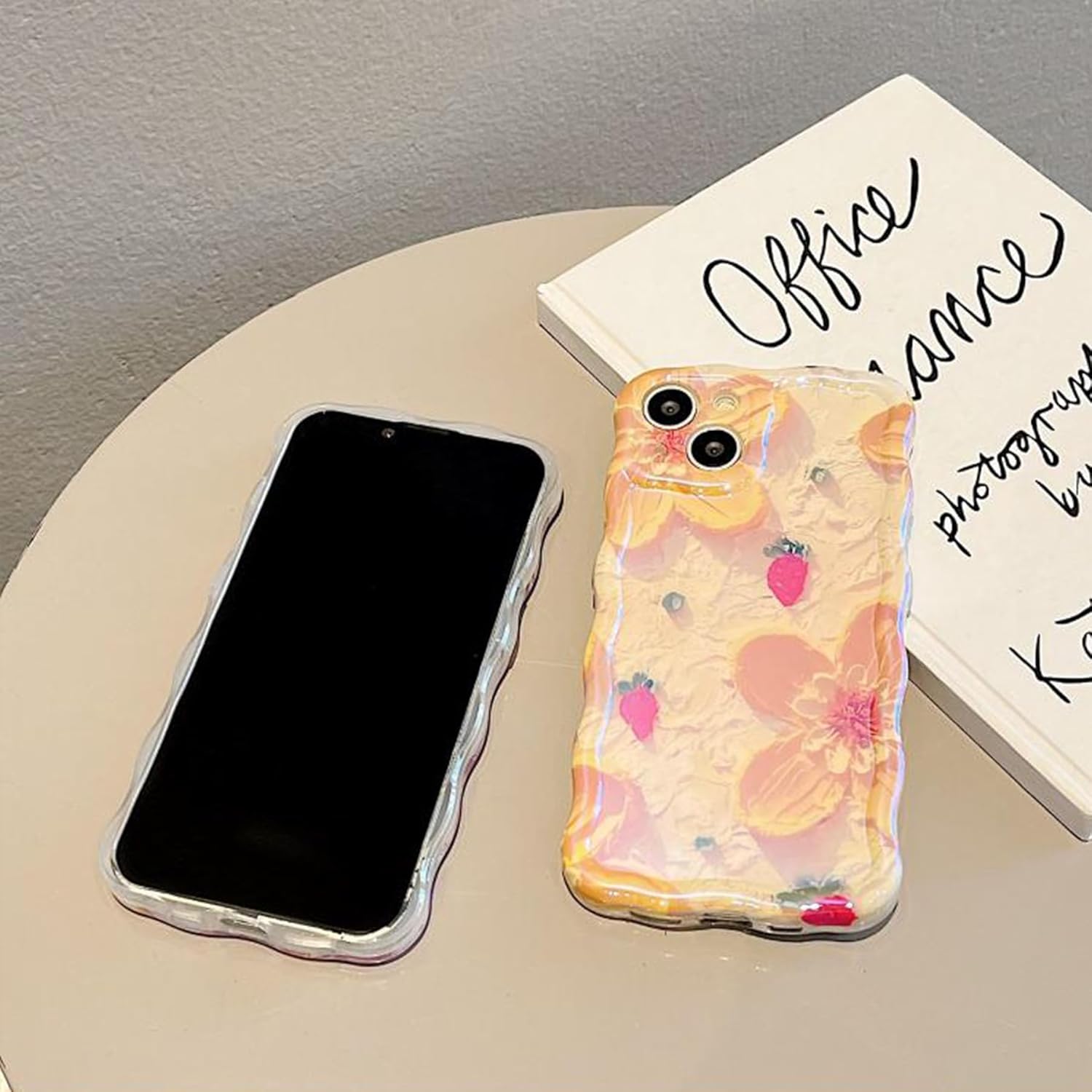 ZCDAYE Funda para iPhone 13 (6.1 pulgadas), pintura al óleo retro con estampado de flores florecientes, colorido borde brillante, marco ondulado