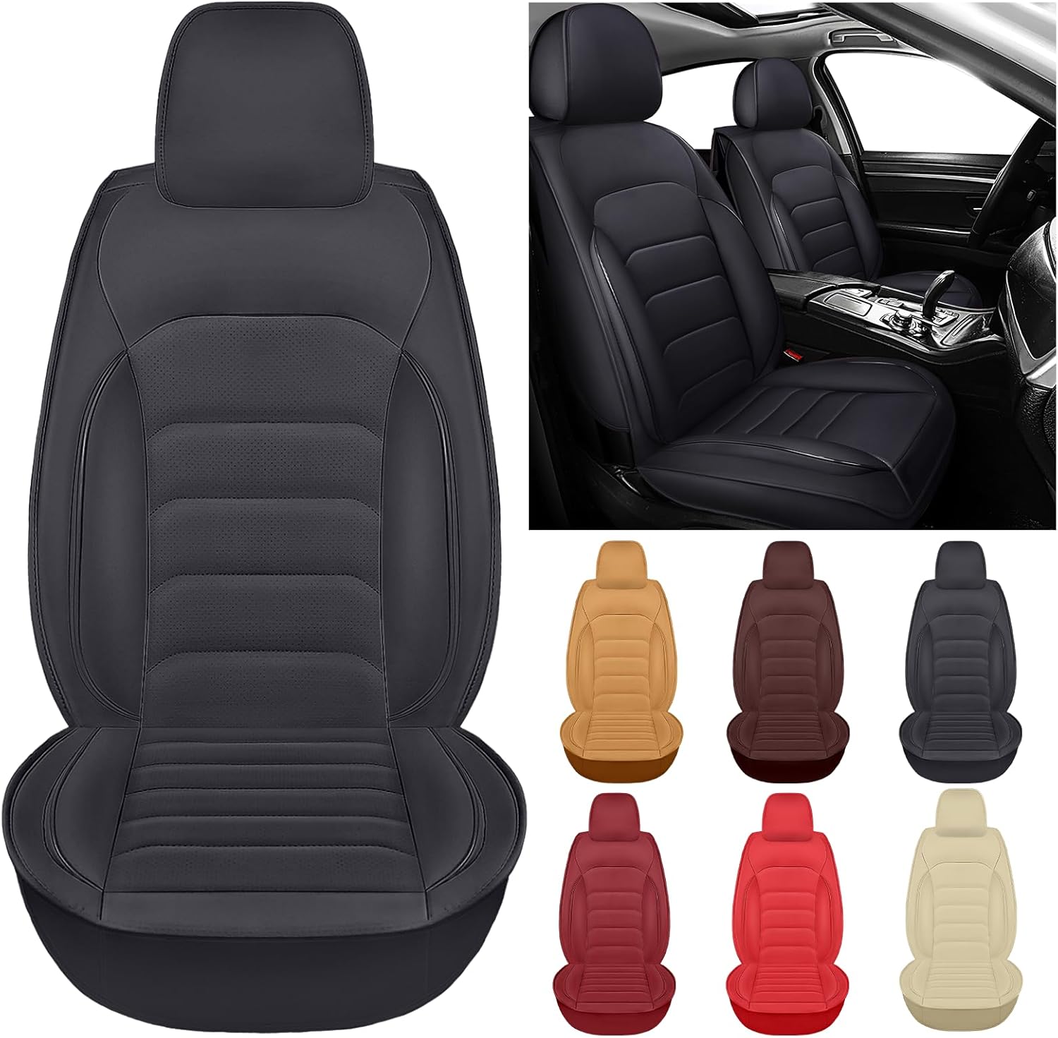 Juego completo de accesorios para fundas de asiento de automóvil para Toyota Tundra 2005-2023, fundas de asiento delantero de cuero antideslizante