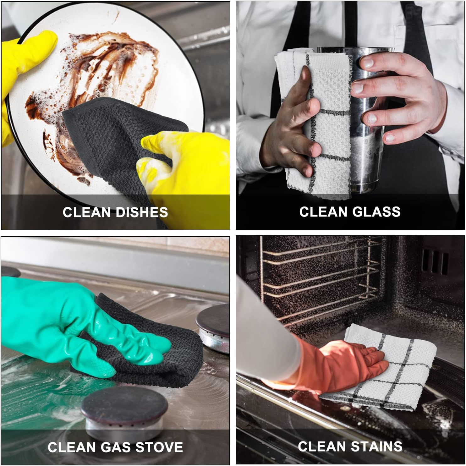 Nialnant Paños de cocina de rizo de algodón, paños de cocina súper suaves para cocina, trapos absorbentes para limpieza, 12 x 12 pulgadas, color