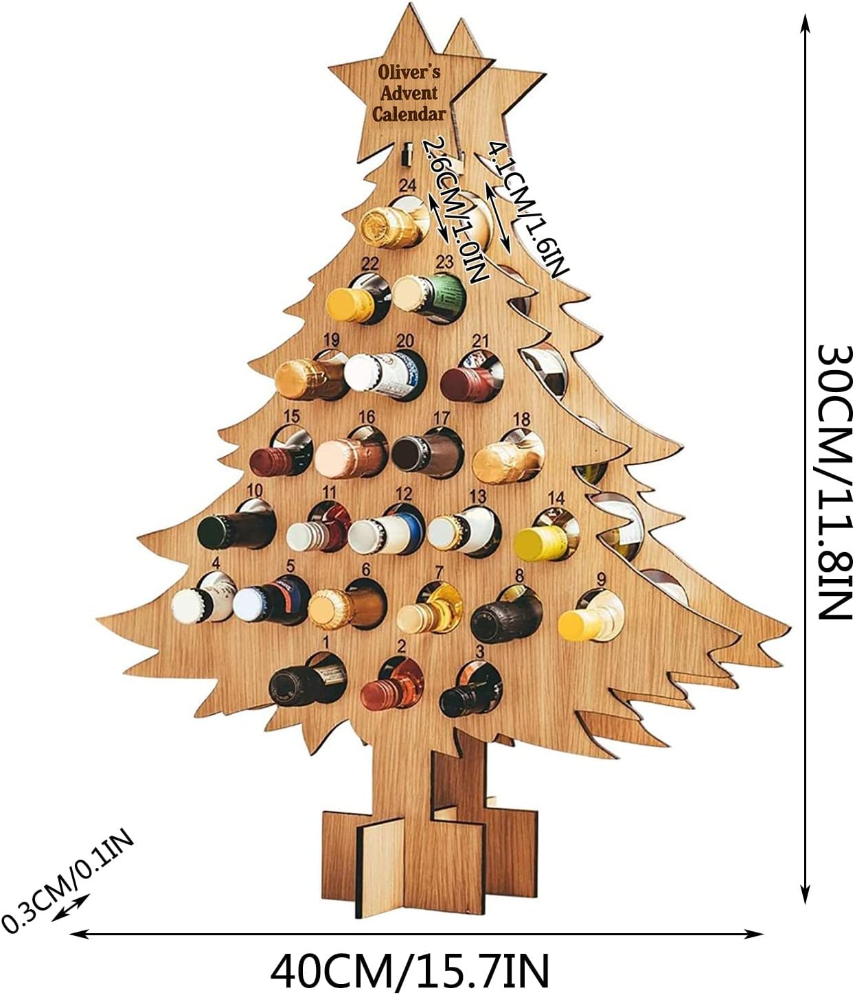 Estante de vino de cuenta regresiva de Navidad, adornos de madera, decoraciones artesanales, regalo de Navidad