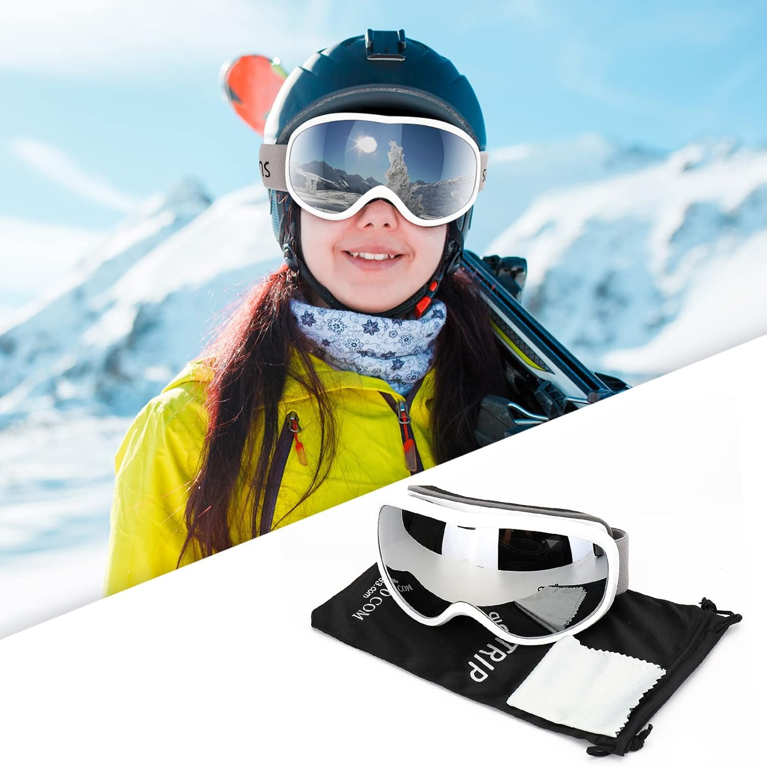 Supertrip – Lentes de esquí para nieve, 100% antivaho, protección UV, snowboard, esquí