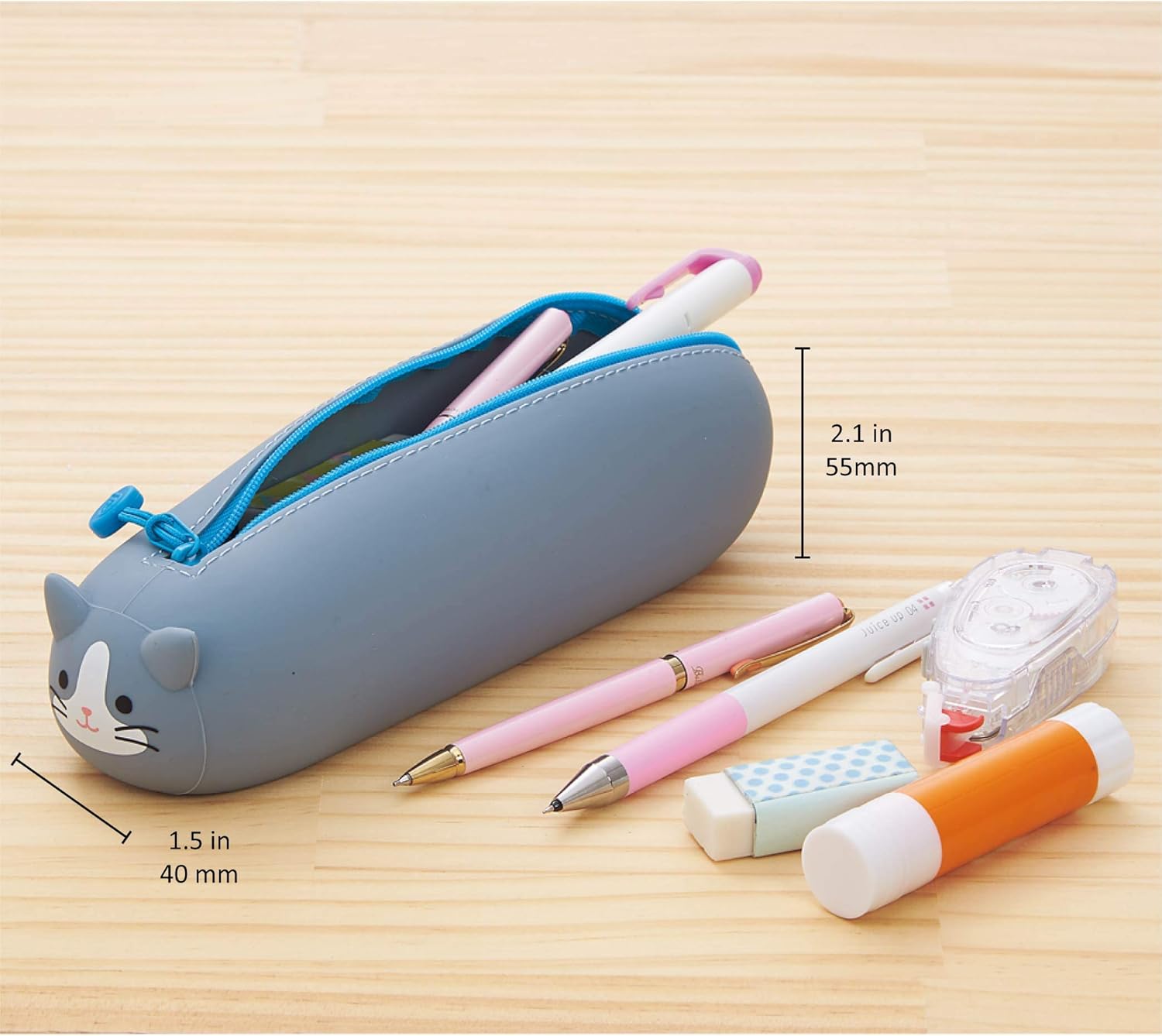 LIHITLAB PuniLabo – Estuche para bolígrafos con cremallera, horizontal, 2.5 x 7.9 pulgadas, pingüino (A7781-10)