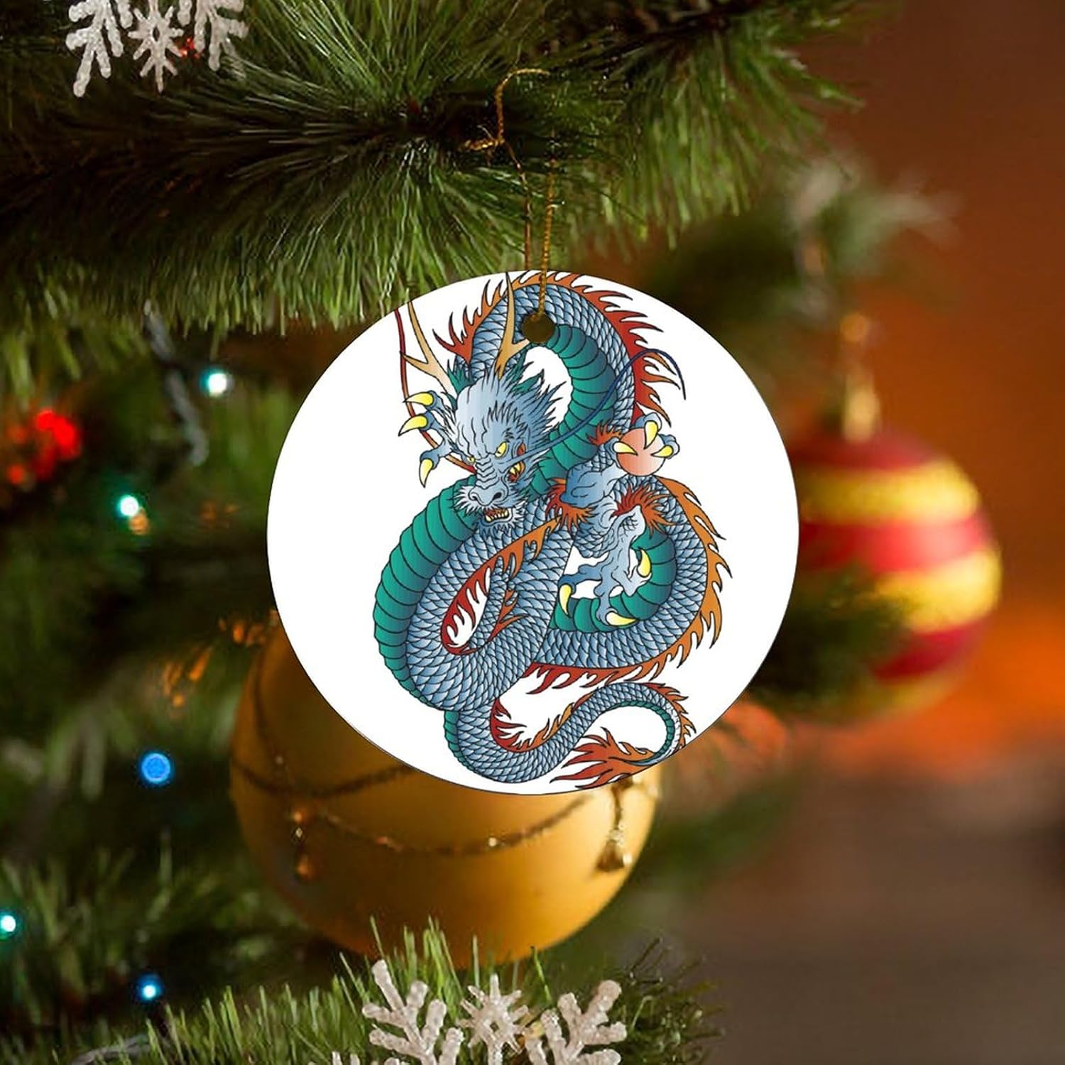 Adornos de Navidad de cerámica 2023, decoraciones para árbol de Navidad para niños, amantes y amigos, adorno colgante de doble cara de 2.8 pulgadas