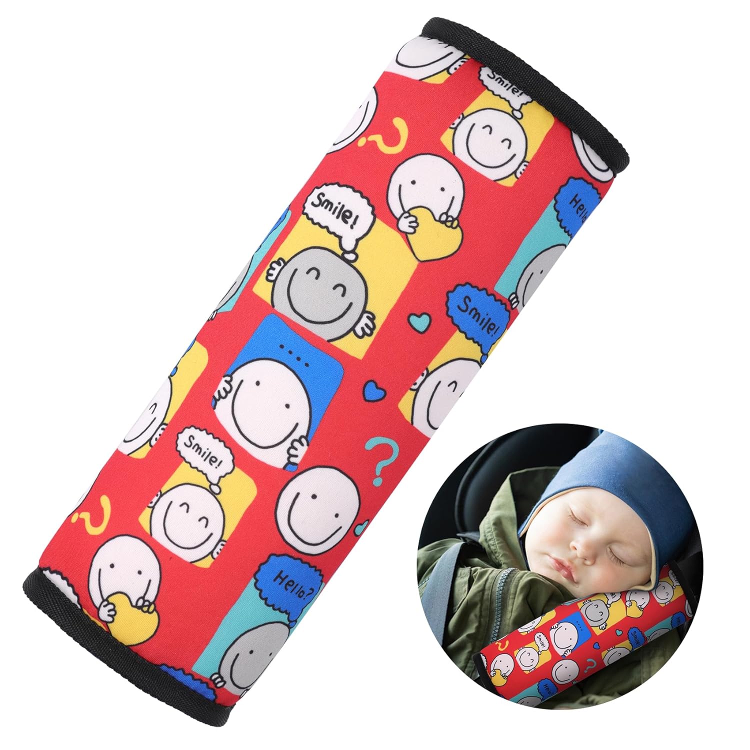 WayToGo Funda para cinturón de seguridad para niños, bonito patrón de dibujos animados para niñas y niños, cojín para cinturón de seguridad para
