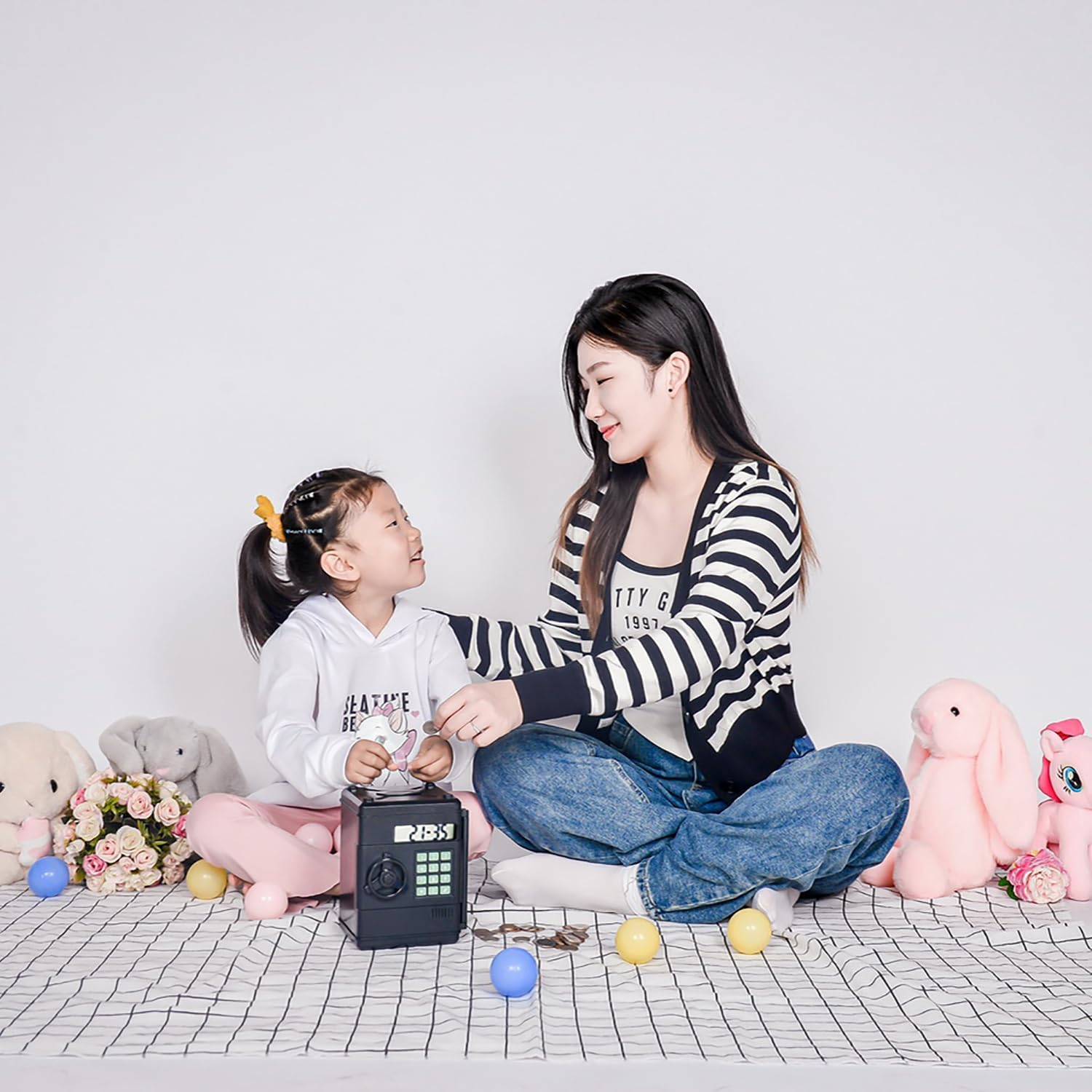 Alcancía electrónica segura para niños, moneda en efectivo, mini alcancía de cajero automático, con contraseña y cajero automático LCD para niños y