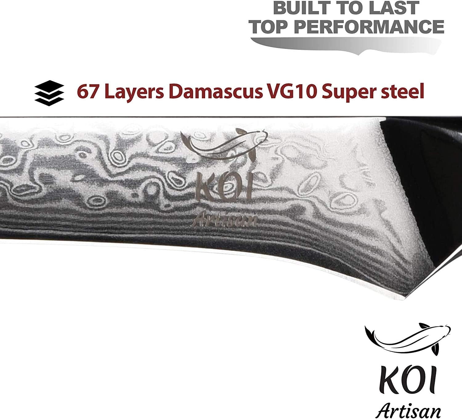 KOI ARTISAN Cuchillo de fileteado para deshuesar, cuchillo de fileteado de hoja de 6 pulgadas, cuchillo de carnicero para deshuesar pescado y carne,