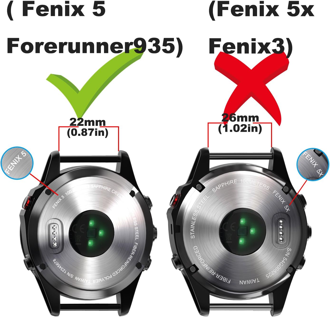 NotoCity Compatible con Forerunner 935 Correa de reloj de silicona de repuesto para Fenix 5Fenix 5 PlusFenix 6Fenix 6 ProForerunner 935945Approach