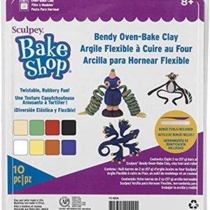 Sculpey Bake Shop Bendy Polymer Oven Bendy Horno Bake Clay, juego de 8 colores únicos, las piezas se vuelven gomosas y súper flexibles después de Sculpey Bake Shop Bendy Polymer Oven Bendy Horno Bake Clay, juego de 8 colores únicos, las piezas se vuelven gomosas y súper flexibles después de