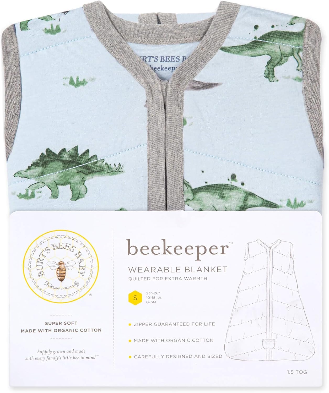 Burt’s Bees Baby Beekeeper – Manta ponible unisex para bebé, algodón 100% orgánico, manta de transición envolvente, saco de dormir