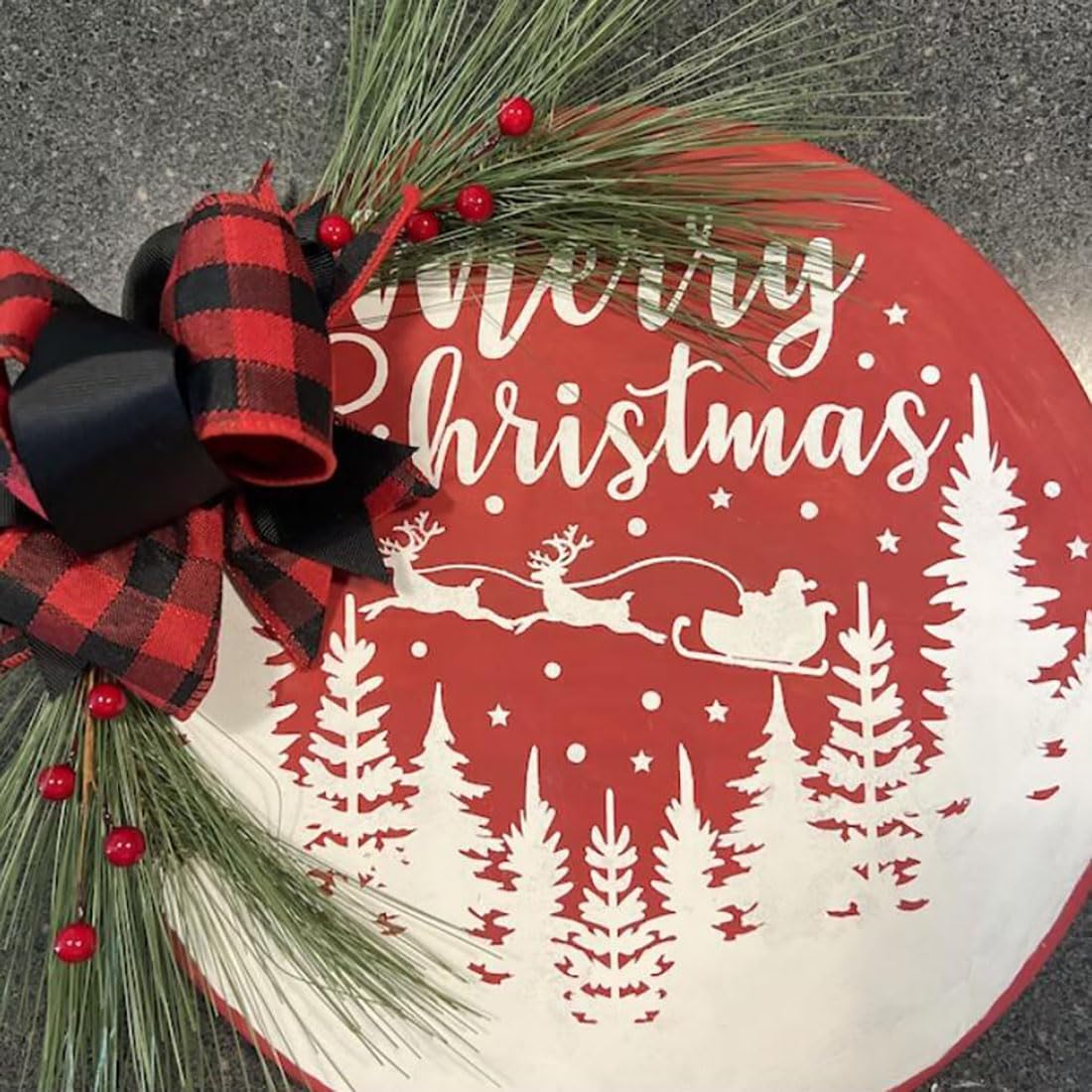 Plantillas navideñas de 12 pulgadas para madera, plantillas redondas de Navidad para pintar plantillas de vacaciones, plantillas de dibujo de Feliz