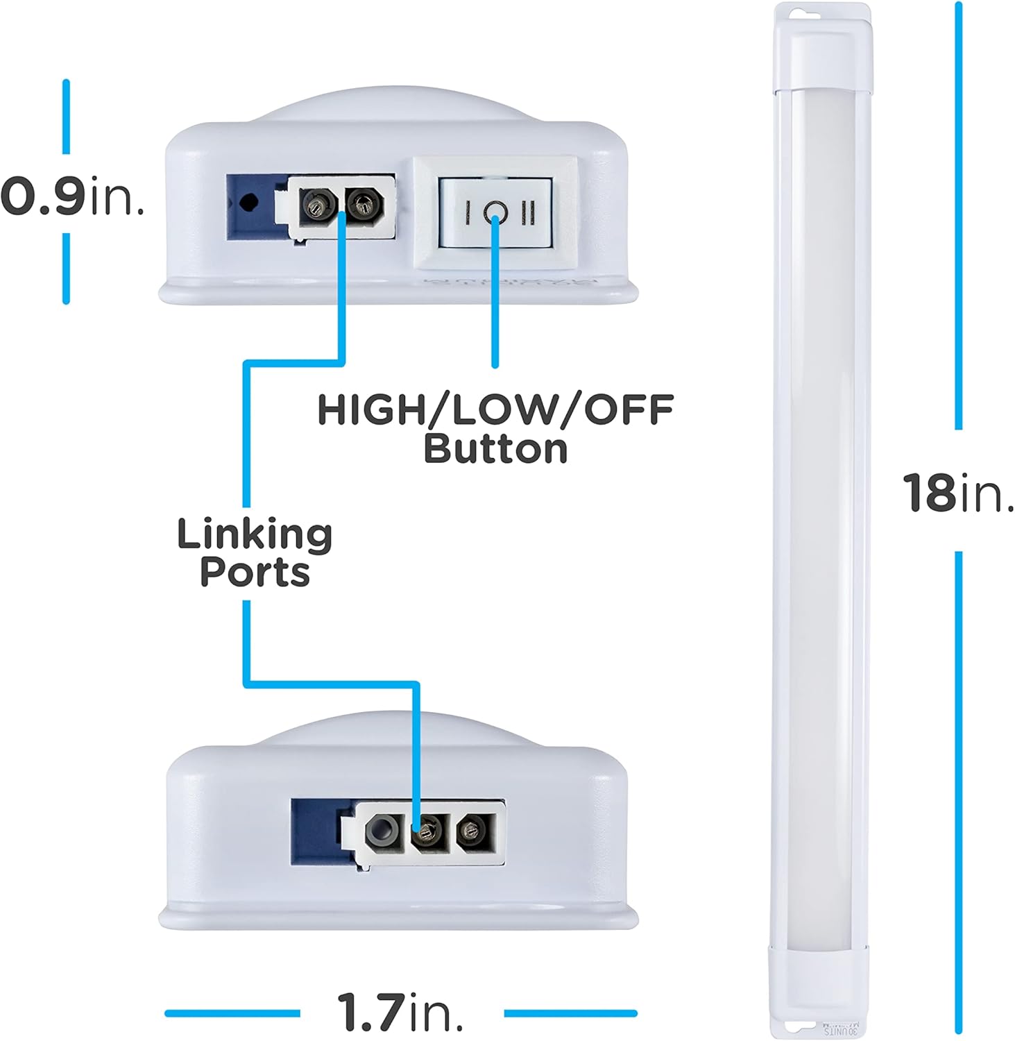 GE – Barra de luz LED fina de alta calidad para debajo del clóset, 12 pulgadas, enchufable, convertible a cable directo, enlazable, 38846