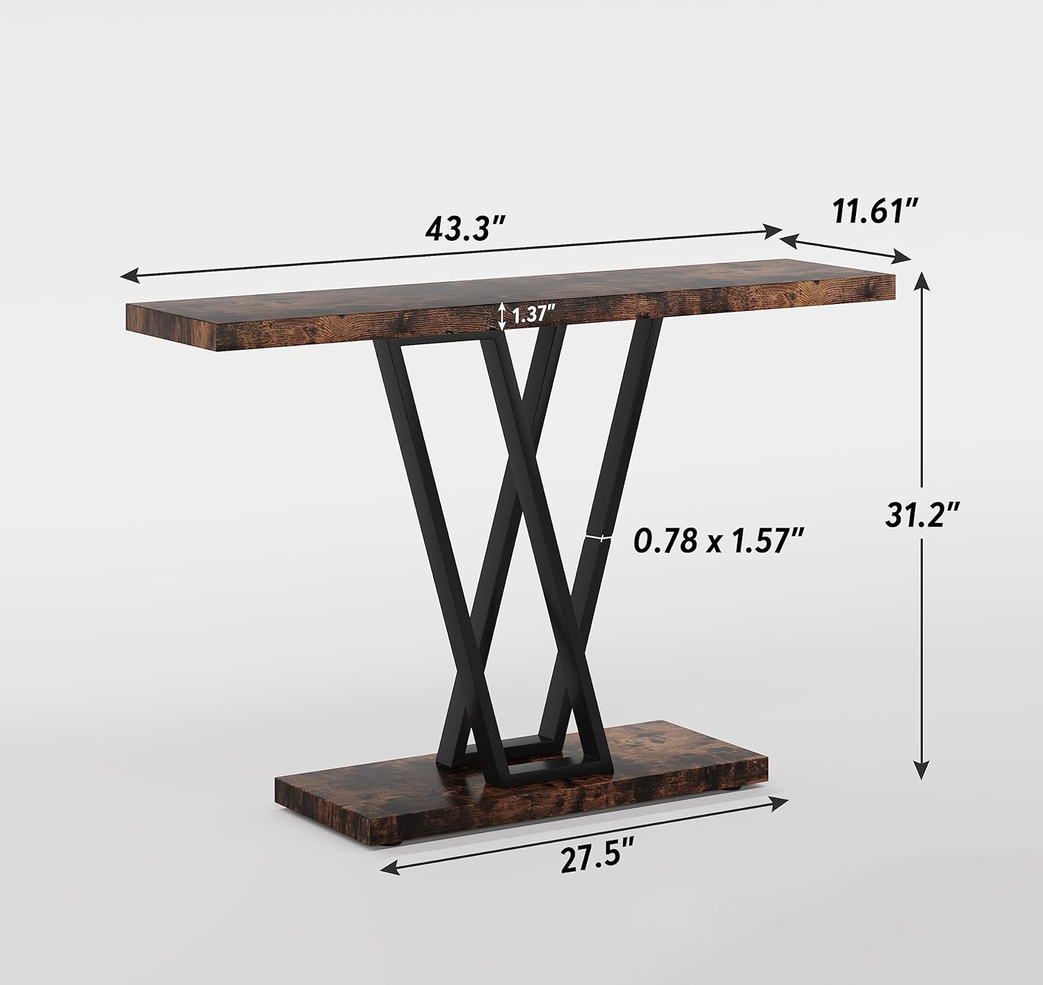 VANOMi Mesa consola de 43 pulgadas, mesa de pasillo industrial para entrada, mesas de entrada para puerta delantera, mesa de sofá estrecha para sala