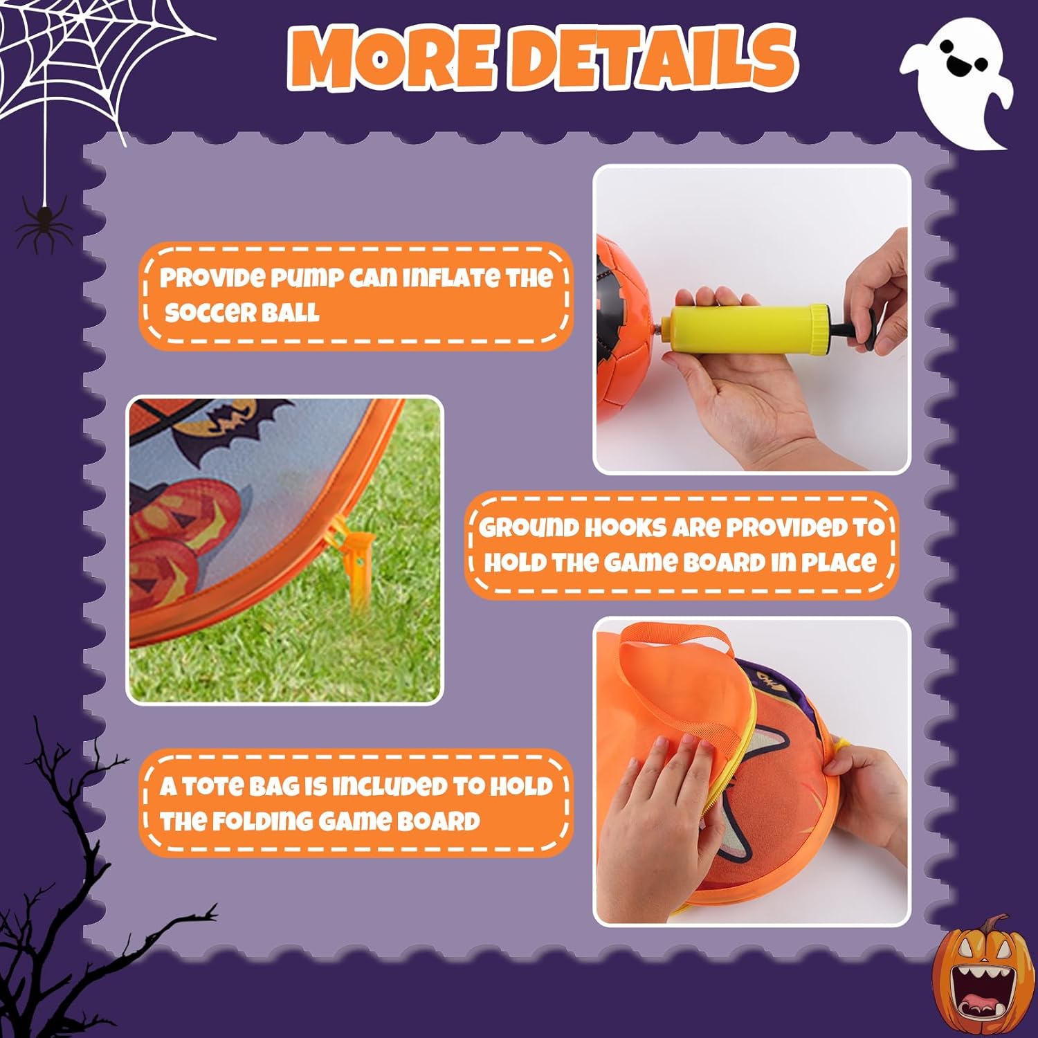 Juego de lanzamiento de bolsas de frijoles de Halloween 3 en 1, juego de pelota de fútbol portátil, juego de dardos, juego de lanzamiento de bolsas