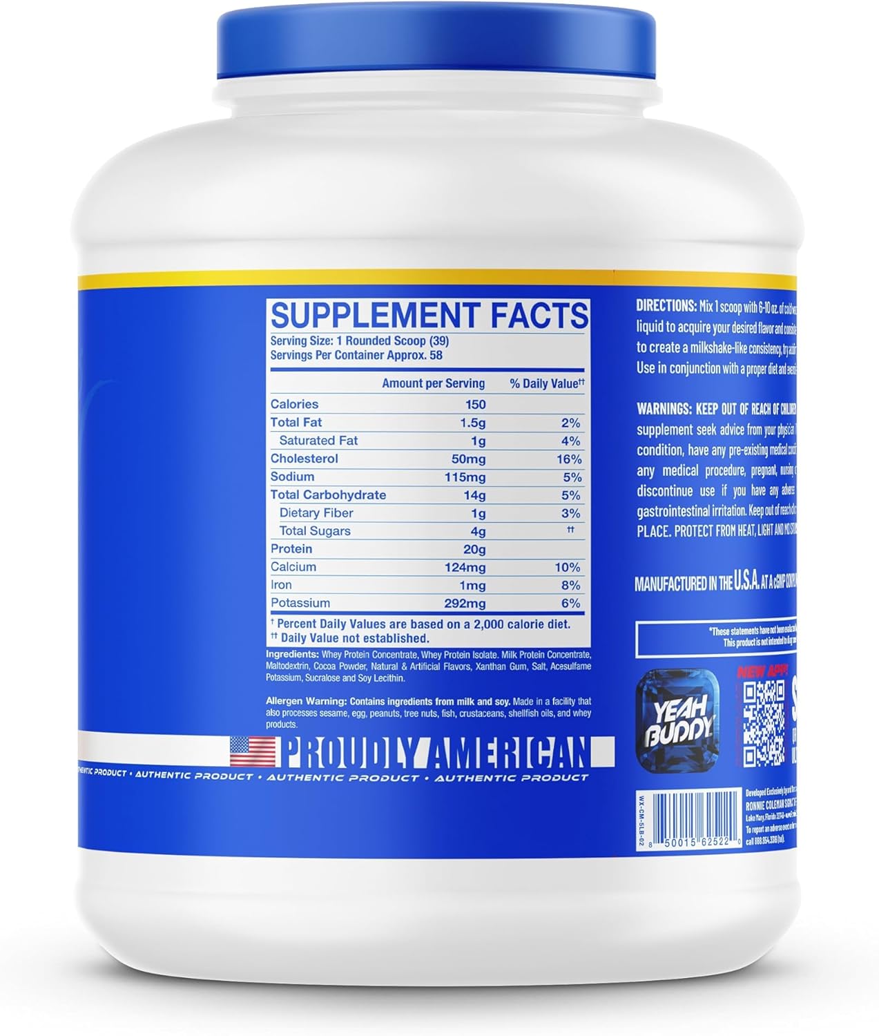 Ronnie Coleman Signature Series Whey XS Proteína en polvo, mezcla de batido preentrenamiento para apoyo muscular magro, suplemento bajo en azúcar
