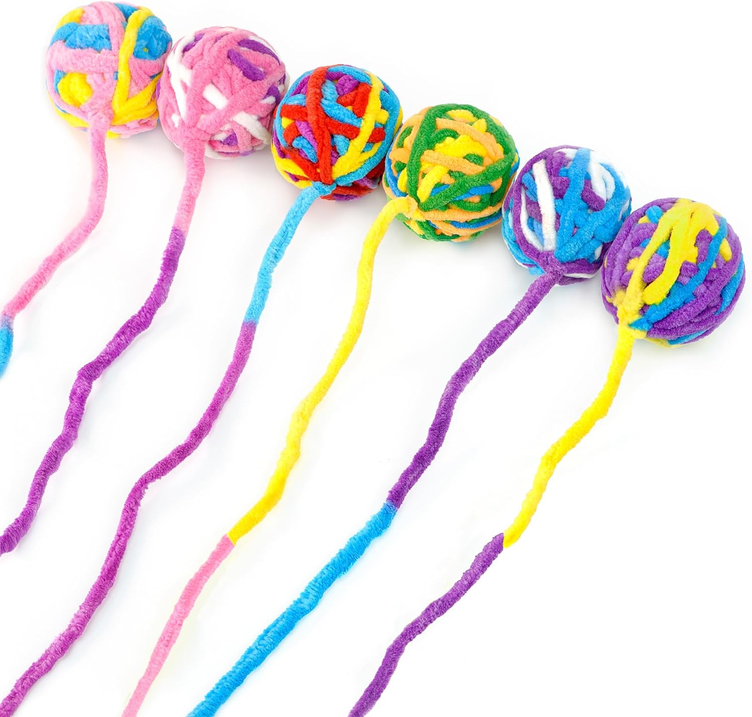 CHIWAVA Paquete de 6 bolas de juguete de hilo de lana de 20 pulgadas con campana, bolas grandes de juguete para gatos de interior de 20 pulgadas,