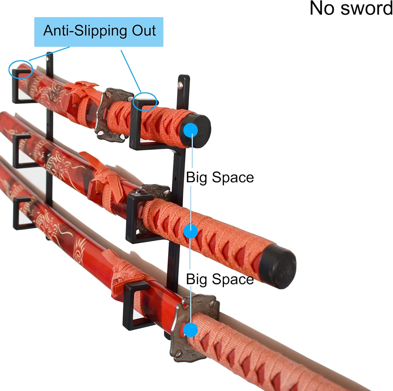YYST Soporte de pared con espada negra para colgar en la pared, pantalla horizontal