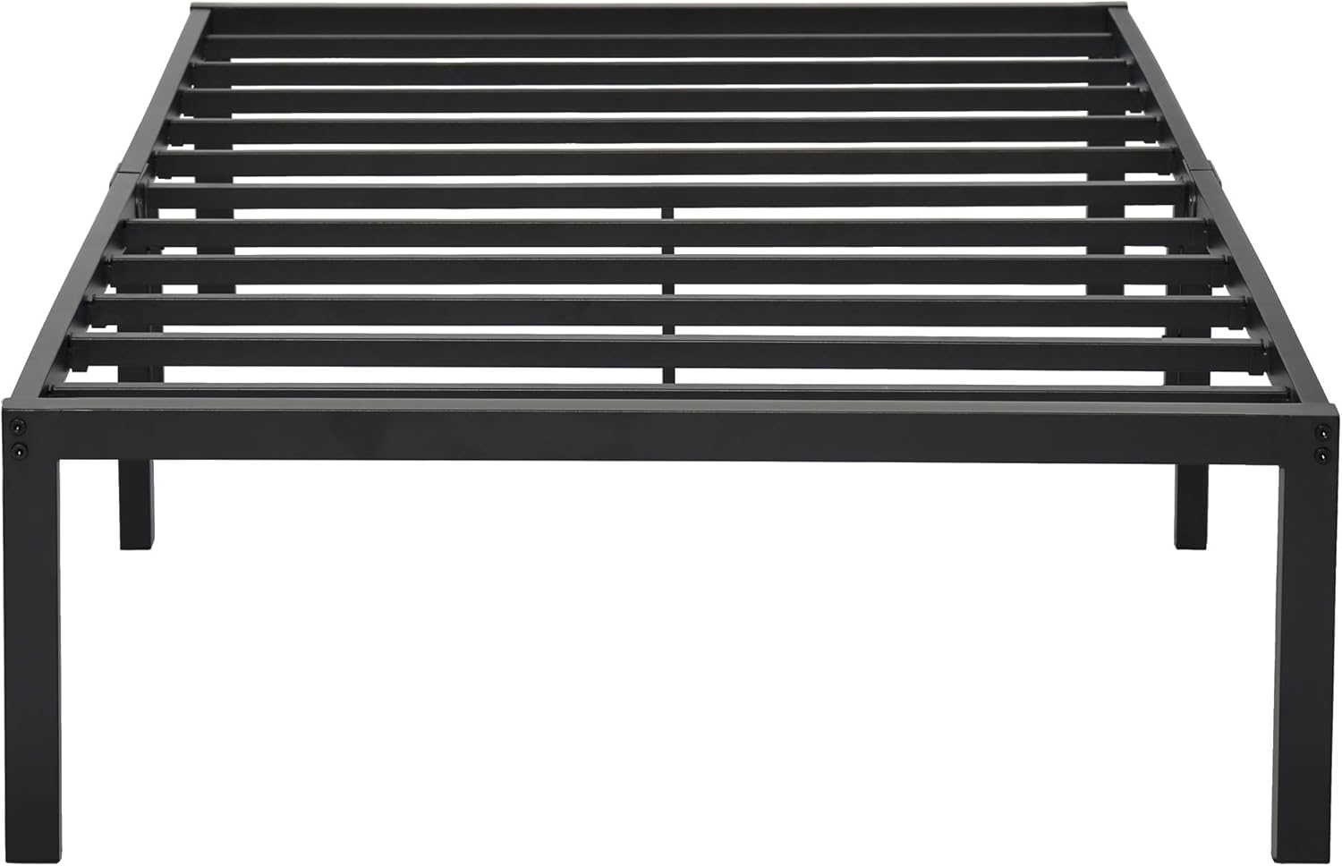 PrimaSleep Marco de cama de acero resistente de 14 pulgadas, antideslizante, cómodo marco de cama, sin ruido, fácil de montar, color negro, tamaño