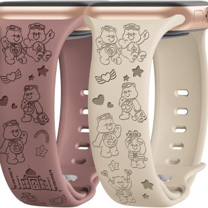 Paquete de 2 bonitas correas grabadas compatibles con Apple Watch de 1.496 in 1.575 in 1.614 in 1.732 in 1.772 in 1.654 in 1.929 in, correa de Paquete de 2 bonitas correas grabadas compatibles con Apple Watch de 1.496 in 1.575 in 1.614 in 1.732 in 1.772 in 1.654 in 1.929 in, correa de