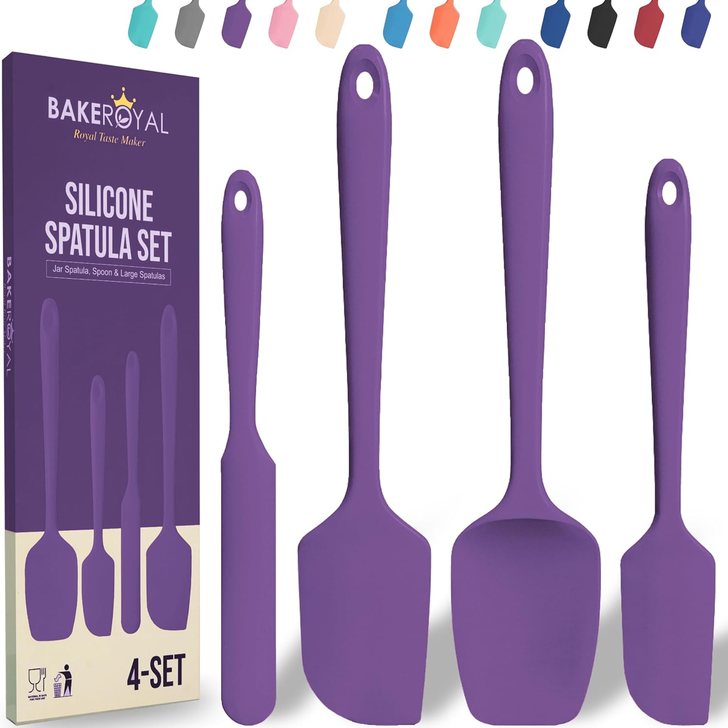Juego de espátulas de silicona  4 espátulas de goma de silicona resistente al calor 600F para tareas diarias  Espátulas de cocina de diseño sin