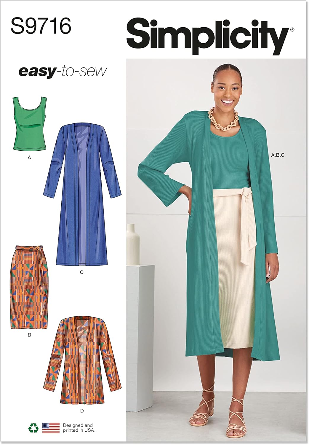Simplicity Misses’ – Kit de patrón de costura sin mangas, cárdigan y falda, código S9716, tallas 4-6-8-10-12, multicolor