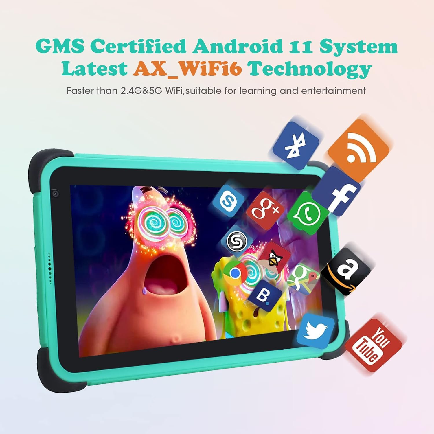 Tablet para niños de 8 pulgadas, weelikeit Android 11 Kids Tablet con AX WiFi6, control parental, aplicación para niños instalada, 4500 mAh,