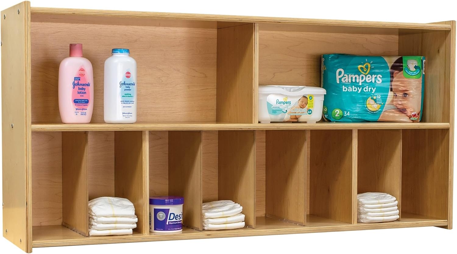 Almacenamiento de pared de pañales de madera contrachapada de abedul natural (listo para montar) 46 pulgadas de ancho x 12.5 pulgadas de profundidad