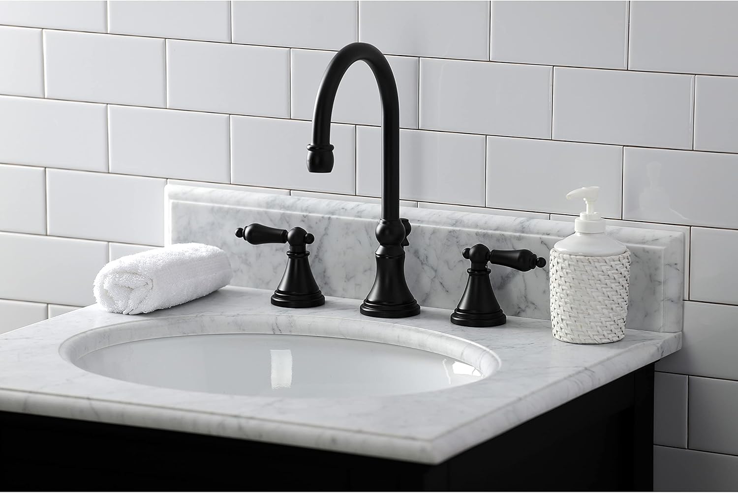 Kingston Brass KS2980AL Governor – Grifo de baño generalizado, 6-12 pulgadas, negro mate