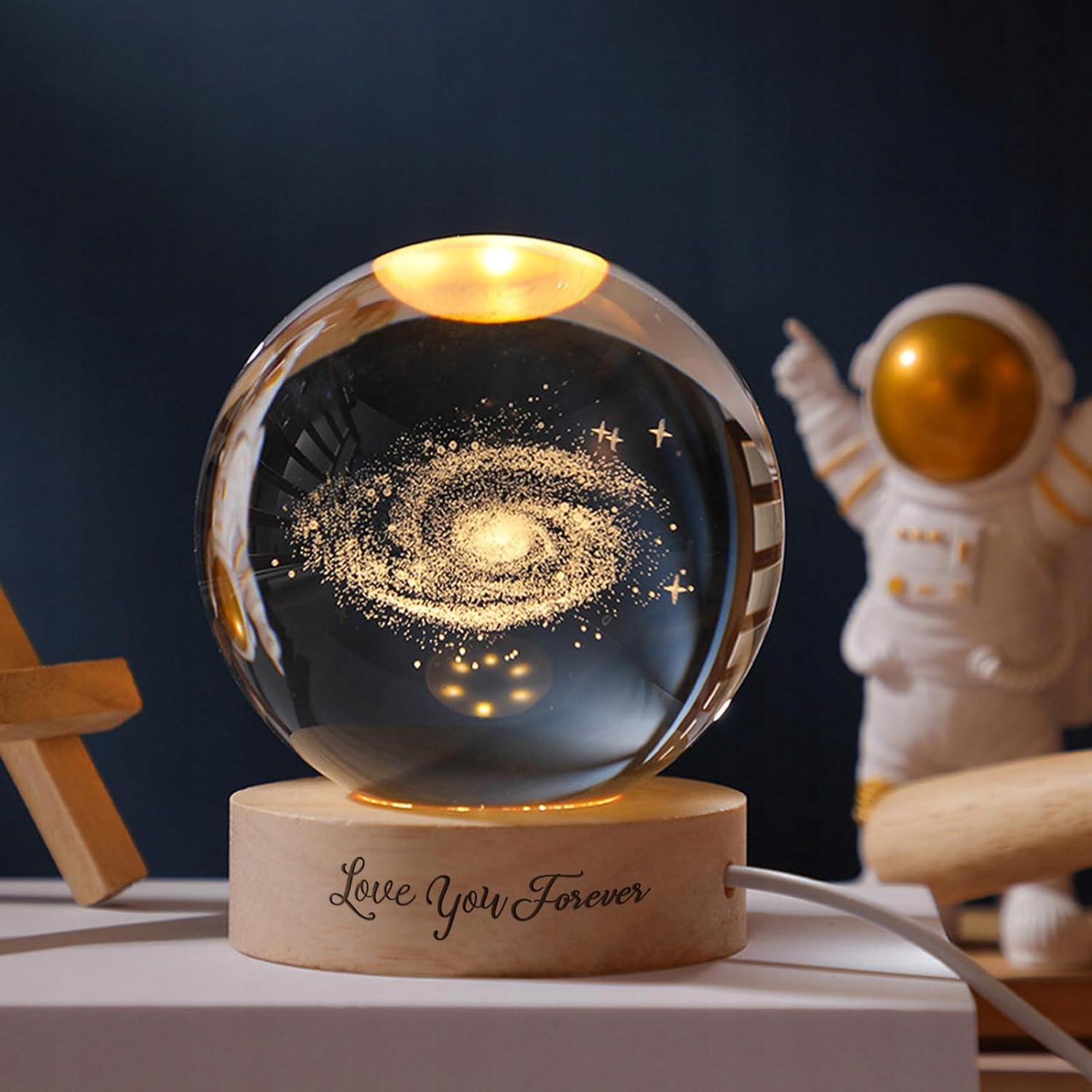 Regalos de cumpleaños para novia y novio, bola de galaxia 3D, bola de cristal eléctrica con lámpara de cristal, regalos de amor para esposa y