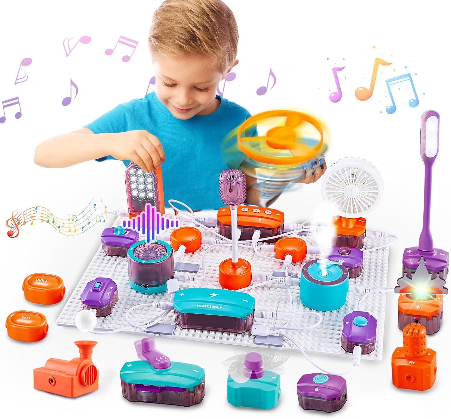 VATOS Circuito científico para niños, kit de exploración electrónica de bricolaje de 53 piezas con más de 150 proyectos, kit de placa de circuito de