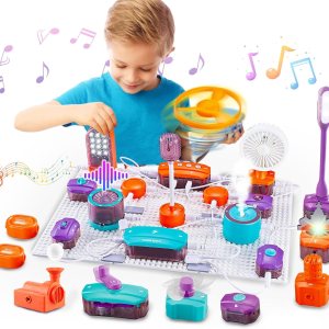 VATOS Circuito científico para niños, kit de exploración electrónica de bricolaje de 53 piezas con más de 150 proyectos, kit de placa de circuito de VATOS Circuito científico para niños, kit de exploración electrónica de bricolaje de 53 piezas con más de 150 proyectos, kit de placa de circuito de