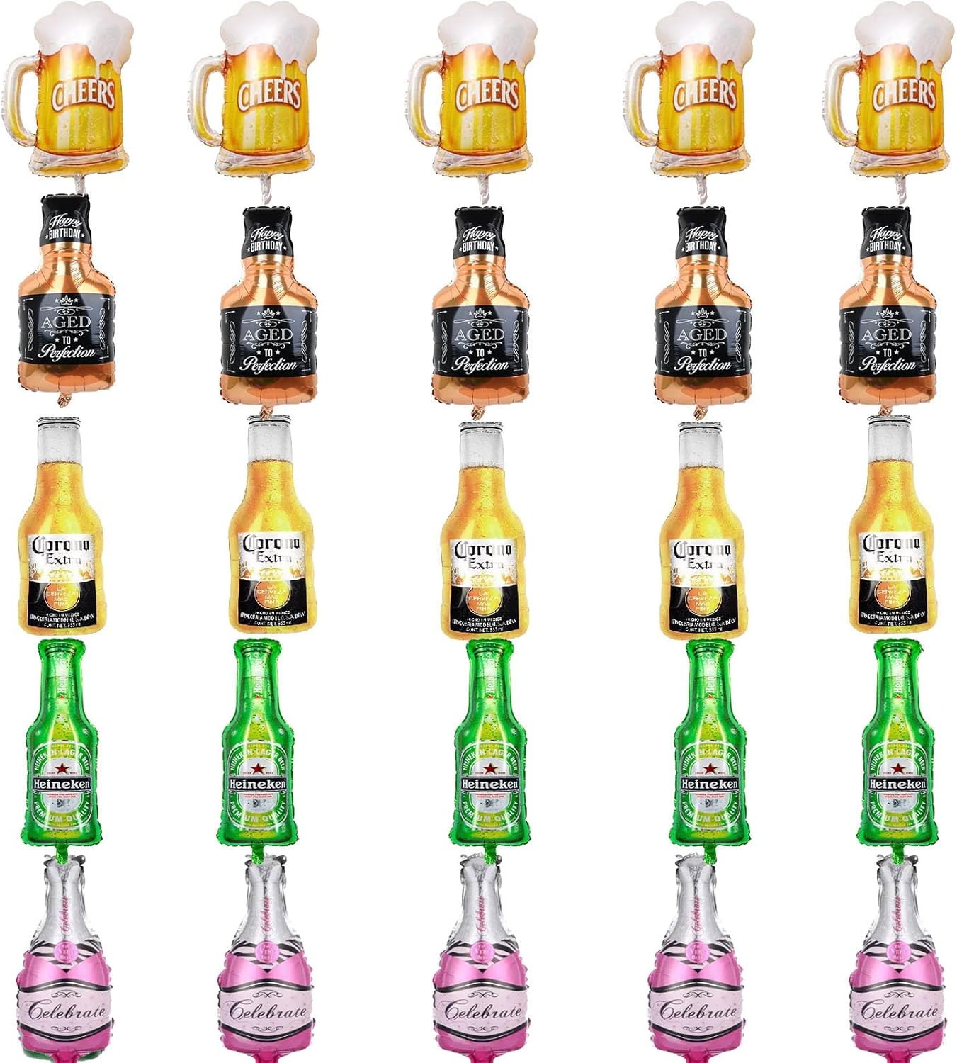 25 mini globos de botella de champán, globos de papel de aluminio para botellas de whisky, globos de papel de aluminio de vidrio de champán, globos