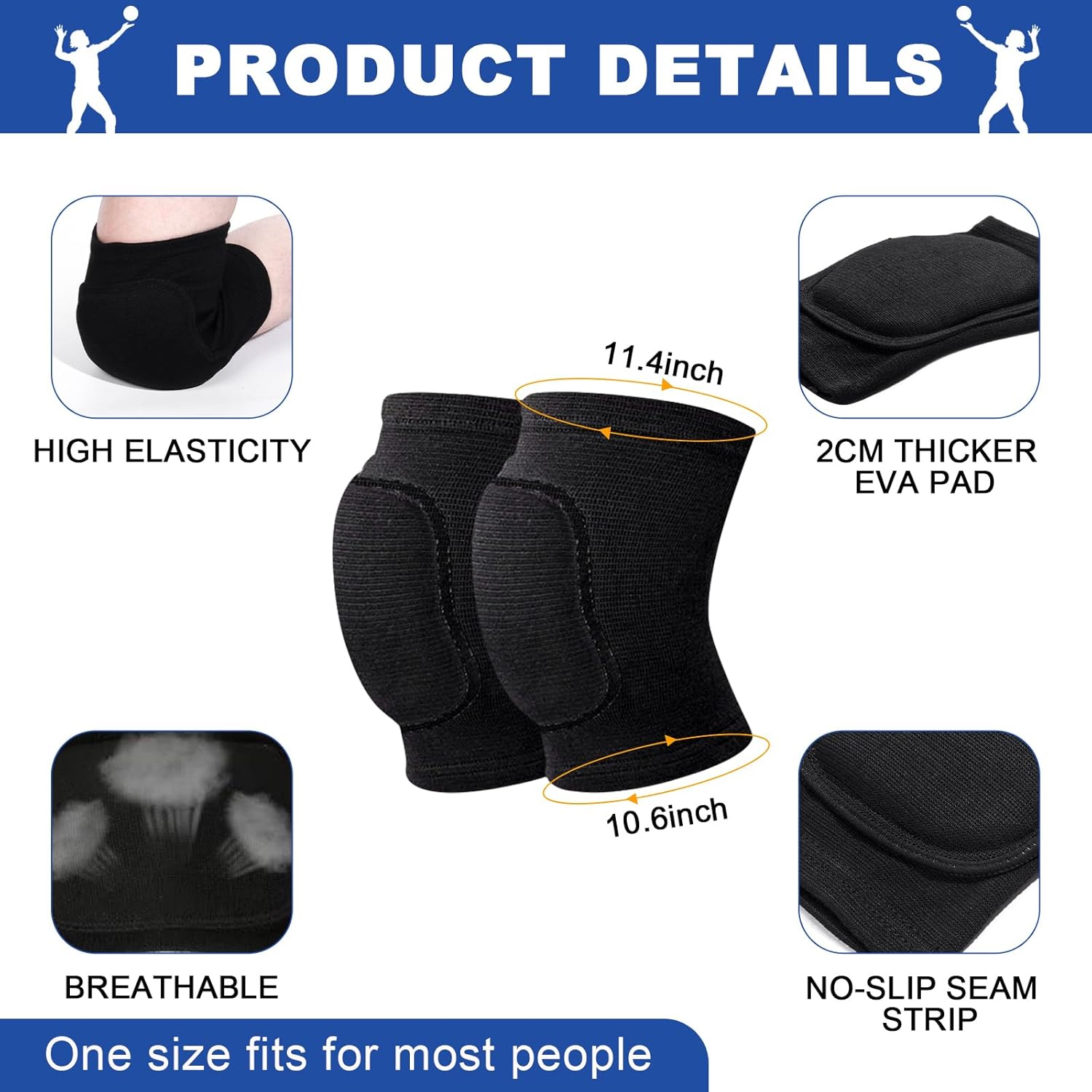 6 piezas de accesorios de voleibol, rodilleras de voleibol, mangas para brazos, diadema de voleibol, bolsa con cordón y funda para los dedos,