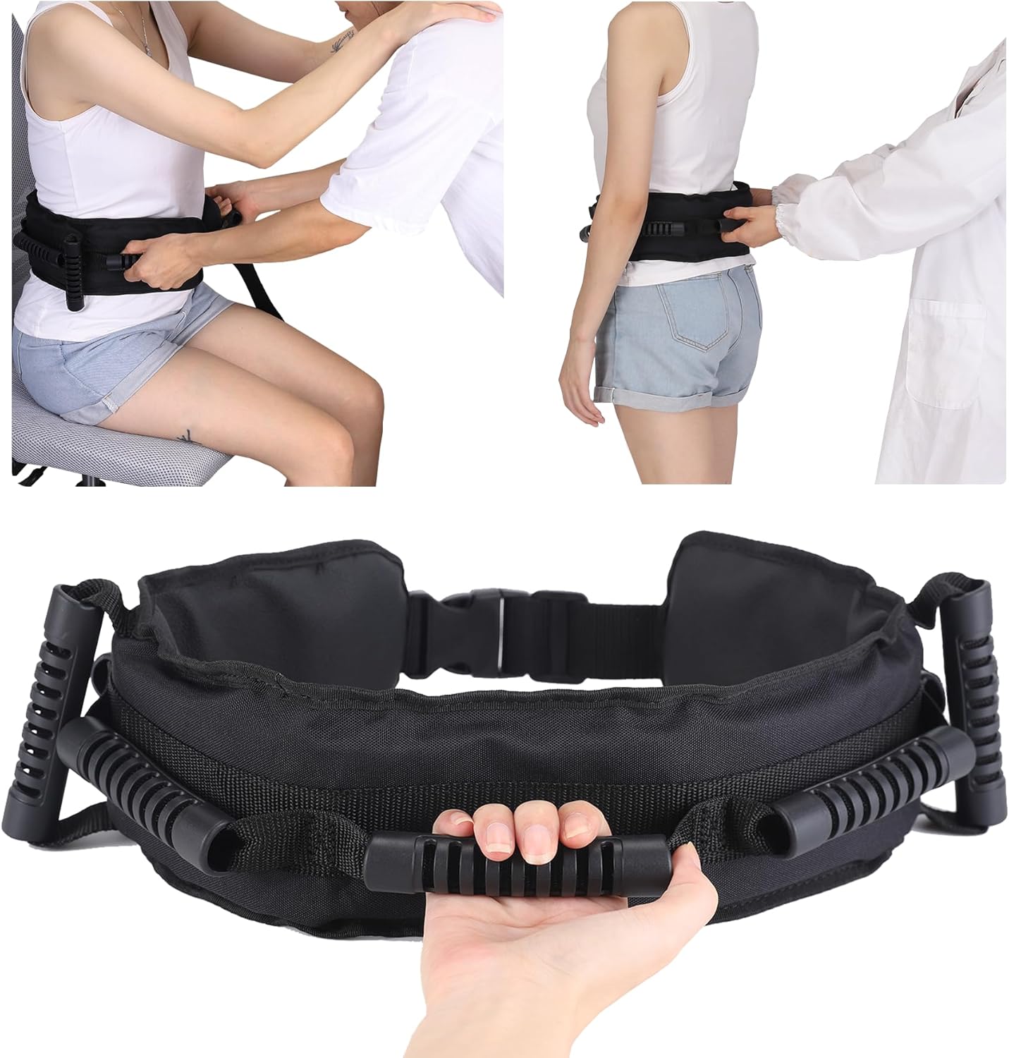 Cinturón de marcha para personas mayores, cinturón de transferencia con 7 asas acolchadas de nailon, cinturón médico para levantar pacientes,