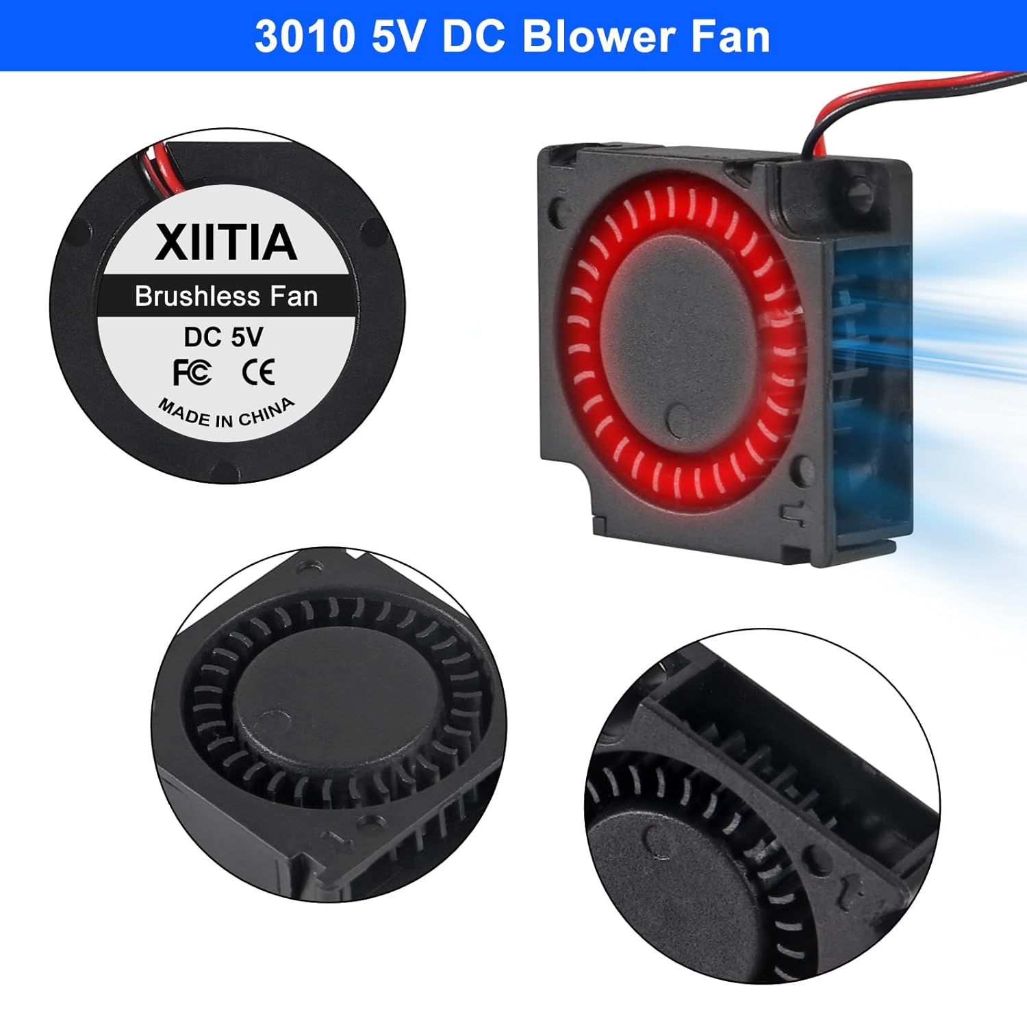 XIITIA 6 unids 3010 5V ventilador ventilador 1.181×1.181×0.394 in cojinetes de manga sin escobillas DC ventilador de enfriamiento con 2 pines