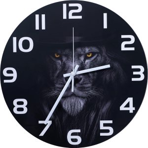 GKCLOCK Lion – Reloj de pared redondo, color negro vintage de 12 pulgadas, silencioso y sin tictac, funciona con pilas, decorativo para sala de GKCLOCK Lion – Reloj de pared redondo, color negro vintage de 12 pulgadas, silencioso y sin tictac, funciona con pilas, decorativo para sala de