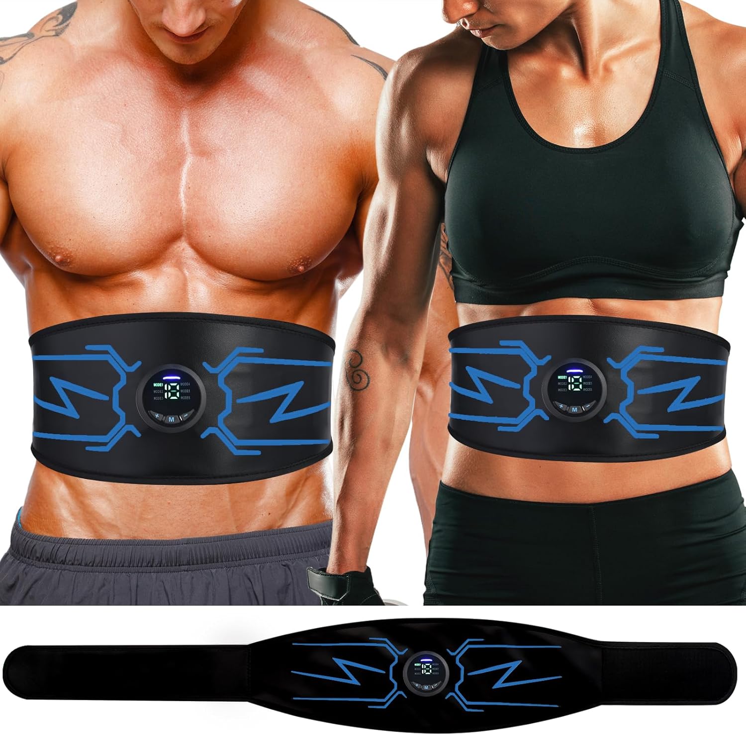 Estimulador ABS, máquina abdominal, estimulador muscular, cinturón de tonificación abdominal, estimulador de abdominales portátil, equipo de