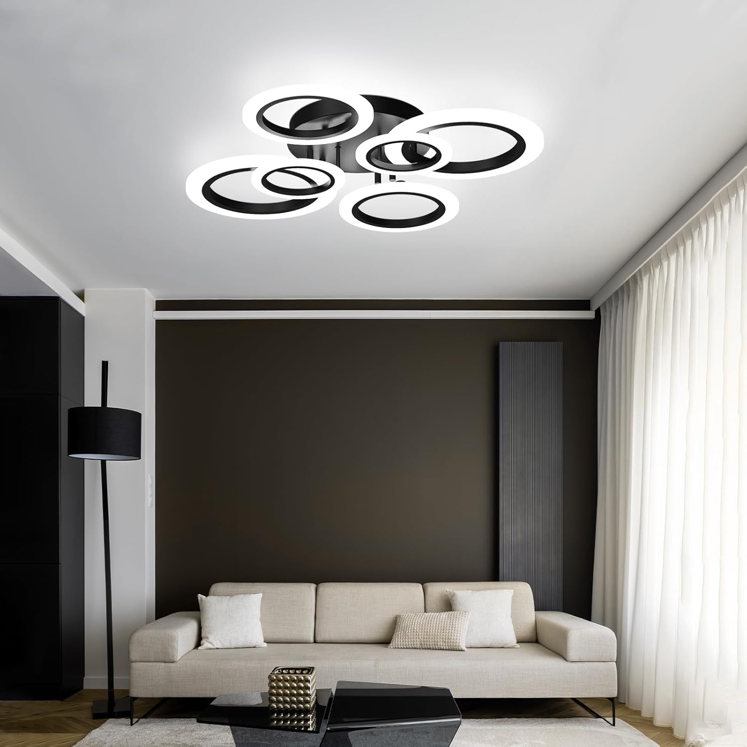 Lámpara de techo LED moderna y contemporánea con control remoto, lámpara de techo regulable de 32 pulgadas para comedor, cocina, sala de estar,