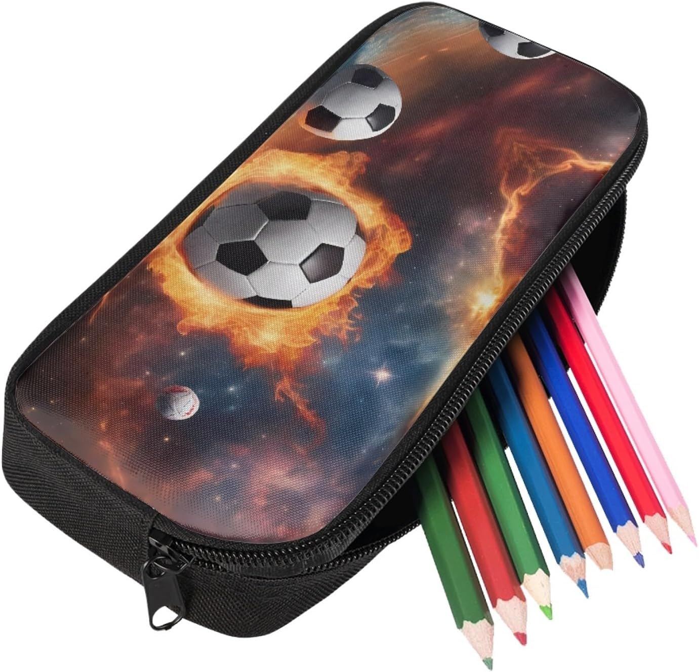 Estuche estético para niños, fútbol, baloncesto, lápices de colores para niños de 4 a 8 años, suministros de regreso a la escuela, caja organizadora