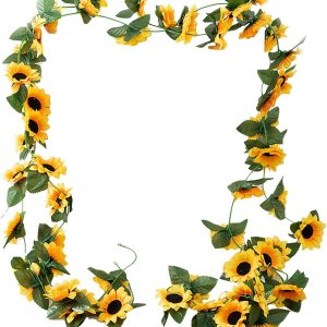 Guirnalda de flores artificiales de 8.2 pies, guirnalda de girasoles de imitación para decoración de pared de habitación, cestas colgantes, arco de Guirnalda de flores artificiales de 8.2 pies, guirnalda de girasoles de imitación para decoración de pared de habitación, cestas colgantes, arco de