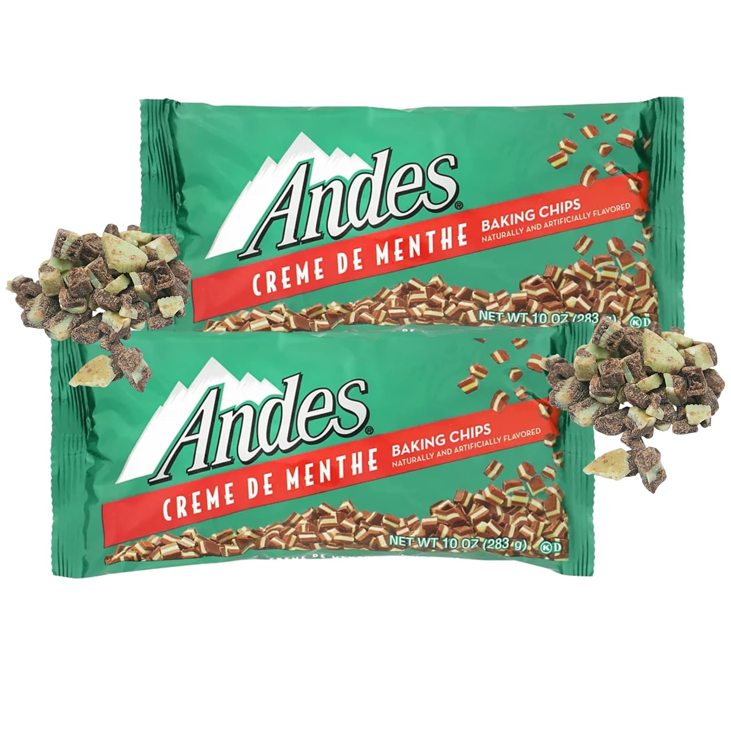 Chips de Navidad para hornear, sabor a crema de menthe, adornos para galletas, cupcakes y pasteles, bolsas a granel, paquete de 2