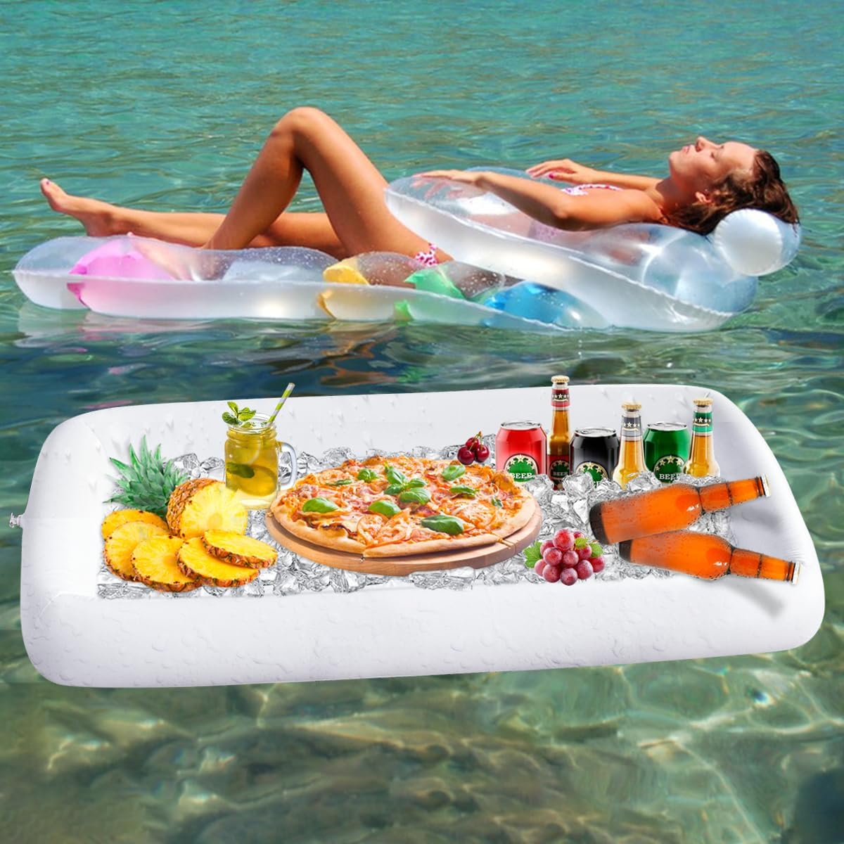 DOERDO – 3 recipientes inflables para servir ensaladas, recipientes para bebidas y alimentos, reutilizables, impermeables, para barbacoa, picnic,