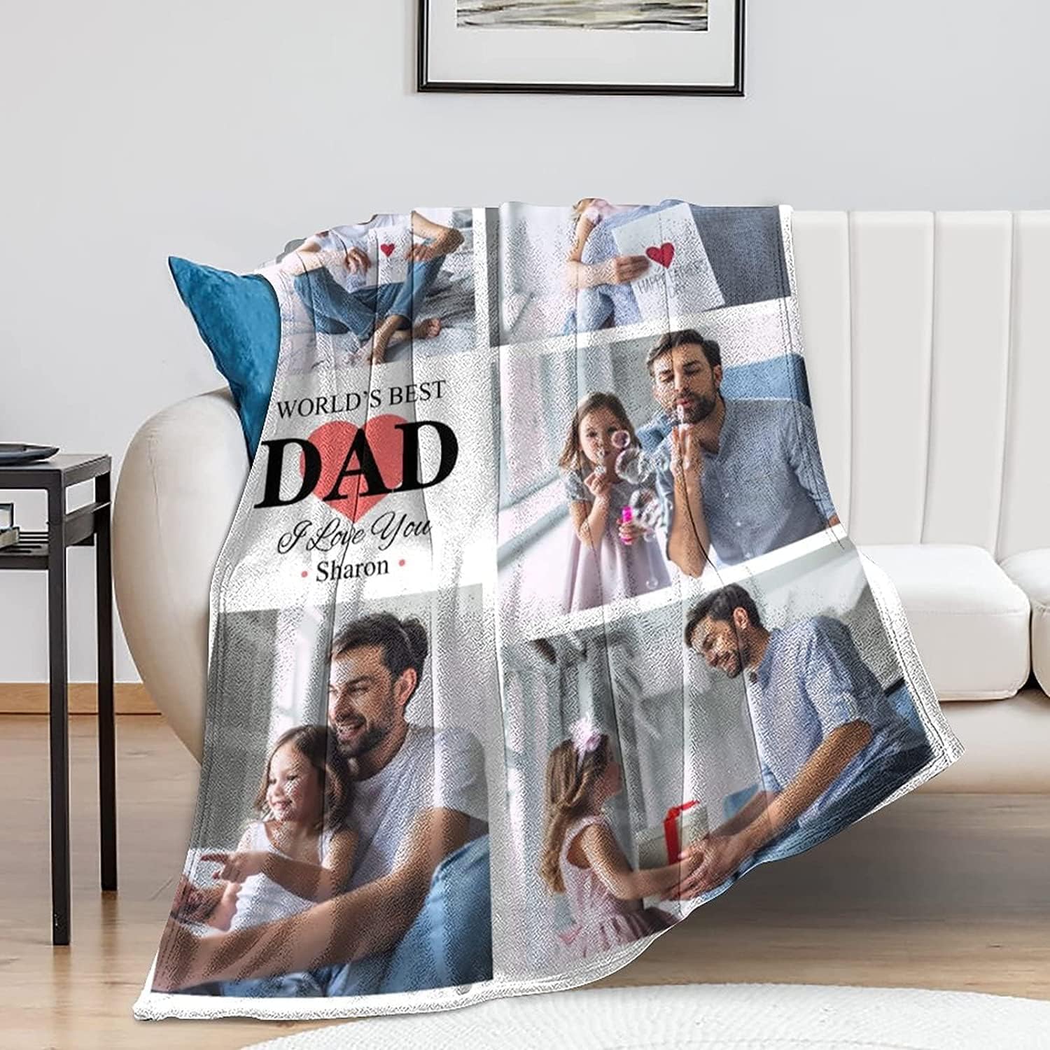 D-Story Manta personalizada con texto fotográfico para regalos fabricada en Estados Unidos, manta personalizada con carga de imagen, manta de