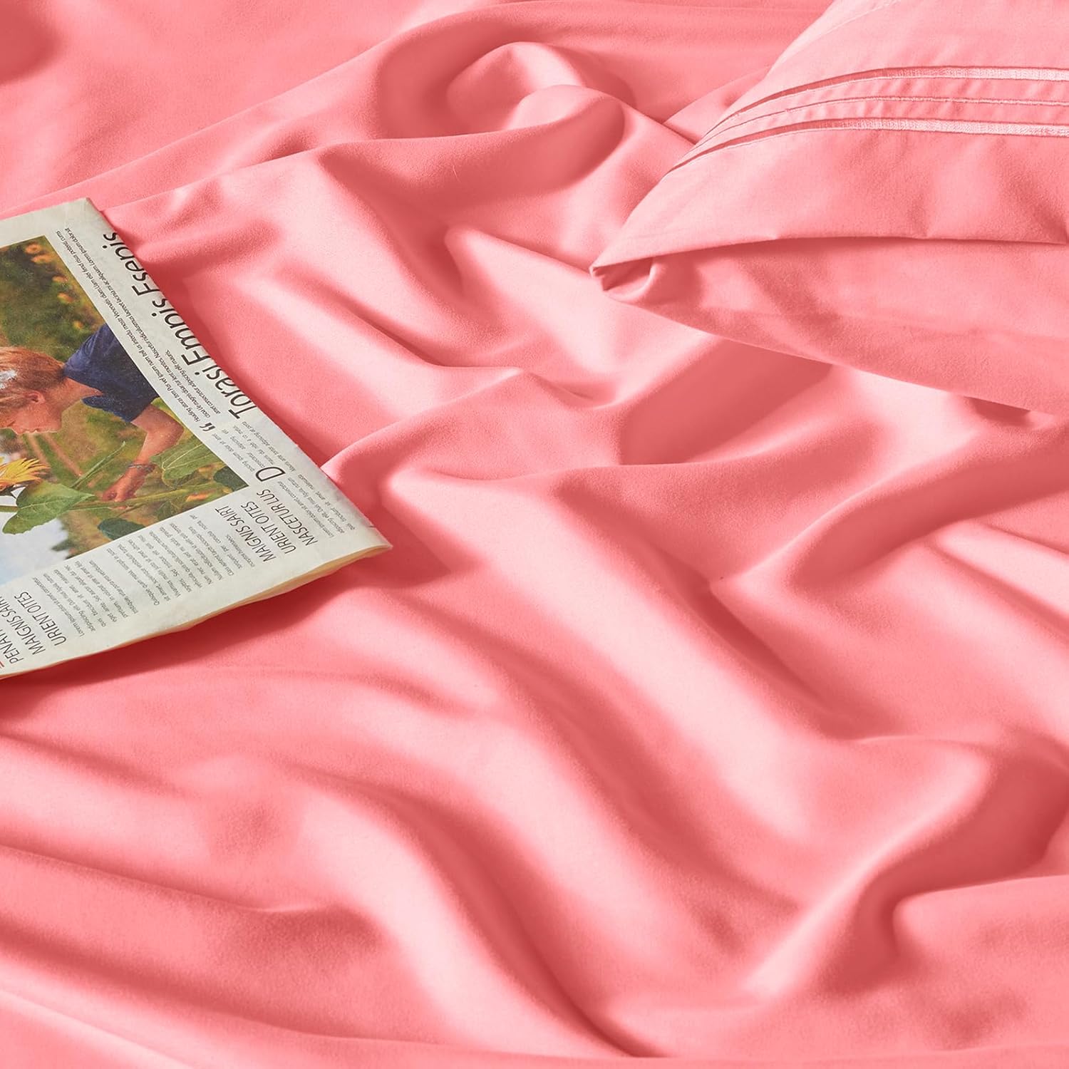 Homiest Juego de sábanas de bolsillo extra profundo, 6 piezas de sábanas de color rosa suave de 18 a 24 pulgadas, sábanas de microfibra de 1800