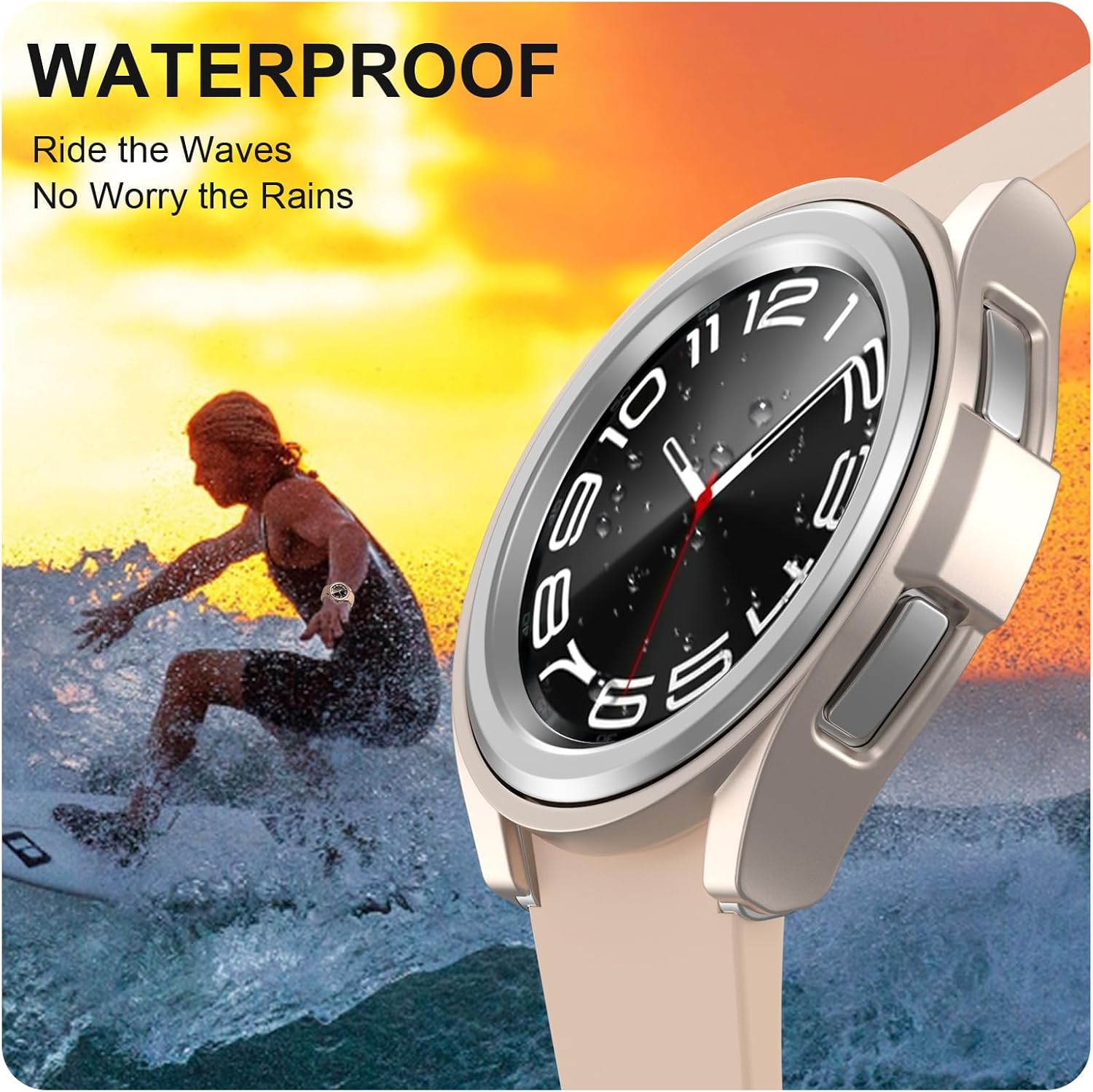 5+5 Paquete de protectores de pantalla para Samsung Galaxy Watch 6 Classic de 1.693 in, funda protectora JZK Hard PC + Película protectora de