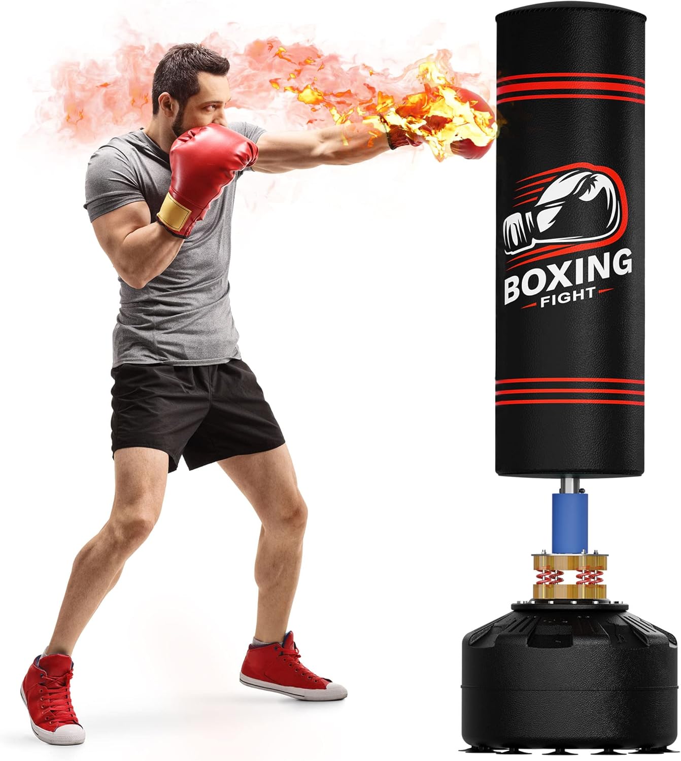 Saco de boxeo con soporte independiente bolsa de boxeo pesada