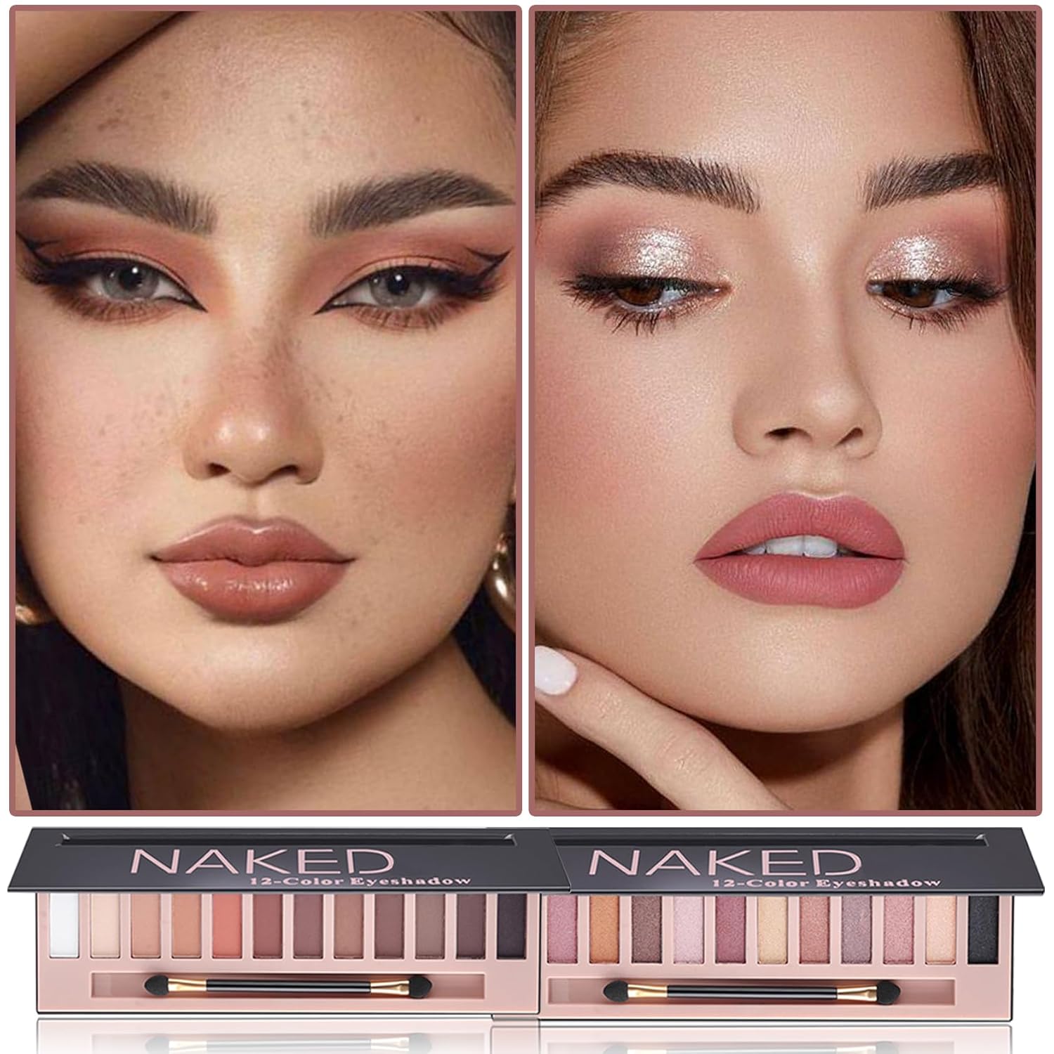 Paleta de sombras de ojos desnudas mate de 12 colores, paleta de sombras de ojos mate, paleta de sombras de ojos neutras brillantes y altamente