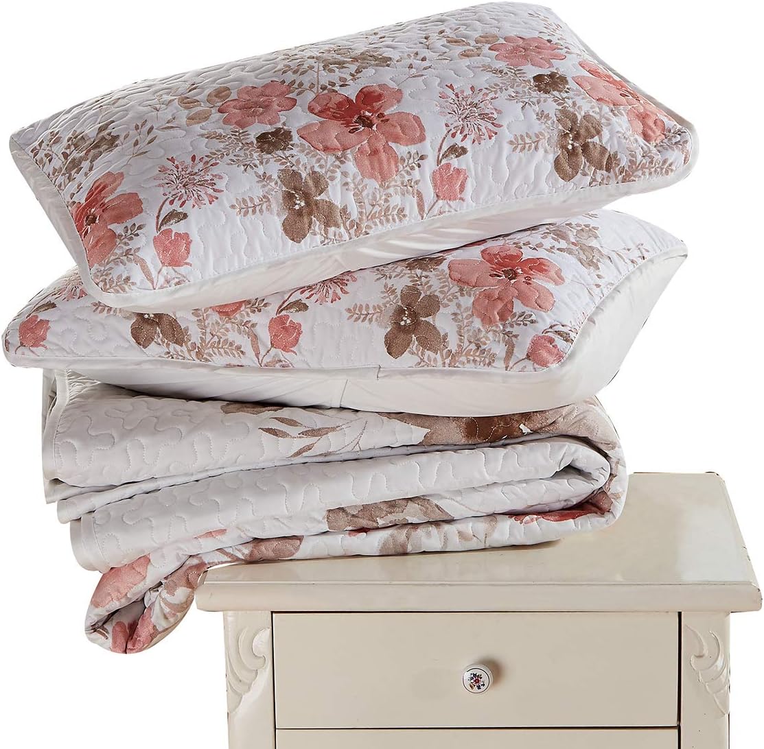 Luxury Home Collection – Juego de colcha reversible con estampado floral